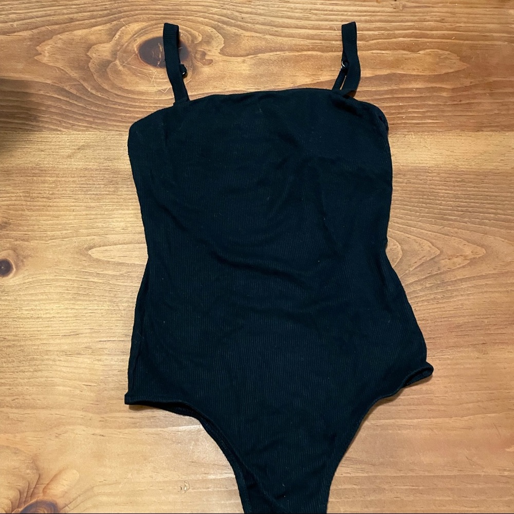 Hollister Black Ribbed Cotton Bodysuit - Small